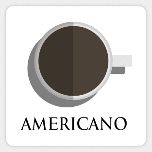 Hot americano coffee cup top view in flat design style Magnet